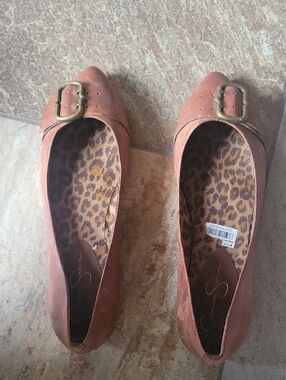 Women's Buckle Ballet Flats in Brown. Worn Once